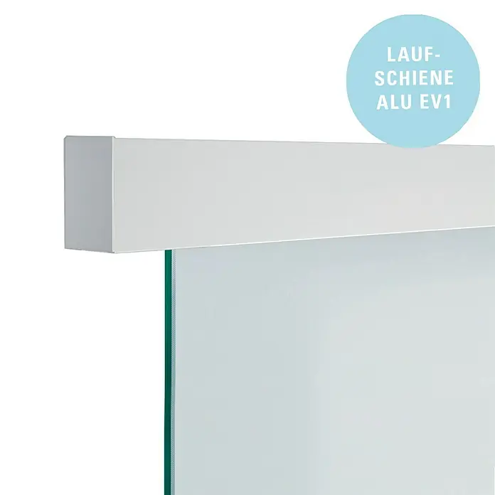 Diamond Doors Schiebetürbeschlag Linea 40 - Aluminium, Art Beschlag: Geschlossen, 1.900 mm, Passend für: Diamond Doors Glasschiebetüren - Bild einer Laufschiene Alu EV1 für Glasschiebetüren, ideal für moderne Raumgestaltung.