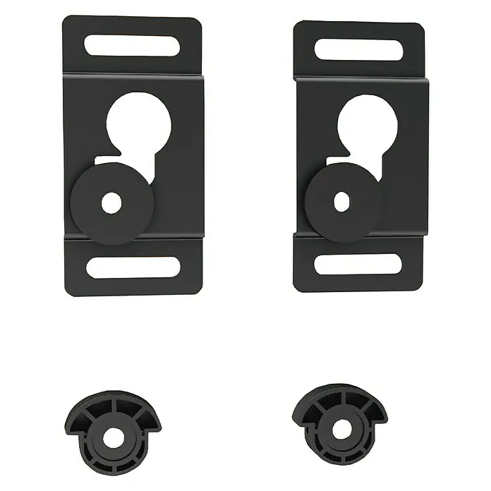 Schwaiger TV-Wandhalterung Fix - Passend für: Bildschirmdiagonale 13 - 70″, Belastbarkeit: 50 kg - Zwei schwarze Lautsprecherhalterungen mit Befestigungselementen, ideal für eine sichere Wandmontage und flexible Positionierung.