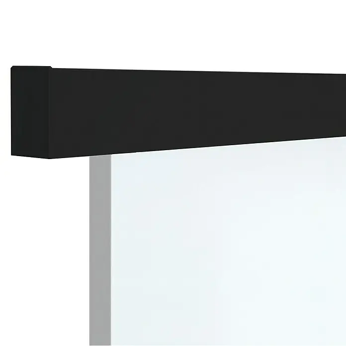 Diamond Doors Schiebetürbeschlag Linea 40 Premium Holz/Glas - Aluminium, Art Beschlag: Geschlossen, 1.900 mm - Nahaufnahme eines Projektionsbildschirms mit schwarzer Blende vor schwarzem Hintergrund.