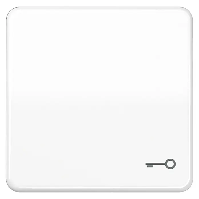 Jung CD 500 Universalwippe CD590TWW - Mit Symbol Schlüssel, Alpinweiß glänzend, Kunststoff - Weiße quadratische Schaltfläche mit einem Schlüsselsymbol darauf, zur Steuerung von smarten Funktionen im Haus.