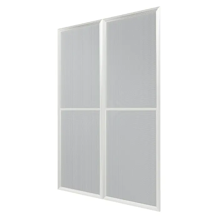 Palram – Canopia Mosquitera - An x Al: 137 x 205 cm, Específico para: Cenador Ledro - Se muestran dos ventanas mosquiteras blancas una al lado de la otra. Son rectangulares y tienen una malla fina para evitar la entrada de insectos.