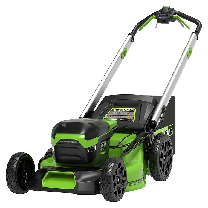 Greenworks 60V Akkusystem Akku-Rasenmäher GD60LM51SP - 60 V, 1 Akku, 4 Ah, Schnittbreite: 51 cm - Der Greenworks Pro Akku-Rasenmäher ist ein leistungsstarkes Gartengerät für effizientes Rasenmähen.