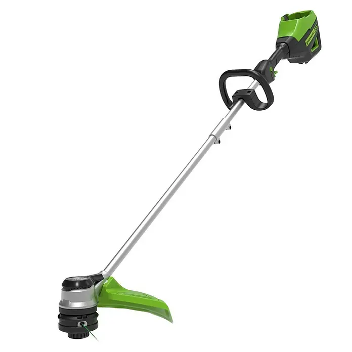 Greenworks 60V Akkusystem Akku-Rasentrimmer GD60LT - 60 V, Li-Ionen, Ohne Akku, Schnittbreite Faden: 40 cm - Greenworks Akku-Rasentrimmer mit verstellbarem Griff und robustem Schaft für präzises Trimmen und Kantenschneiden.