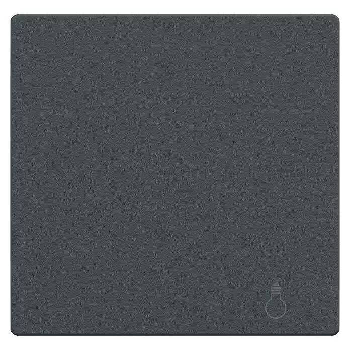 Merten System M Universalwippe MEG3302-0414 - Mit Symbol Licht, Anthrazit matt, Kunststoff - Dunkelgraue, strukturierte, quadratische Matte mit abgerundeten Ecken und dezentem Glühbirnen-Logo.