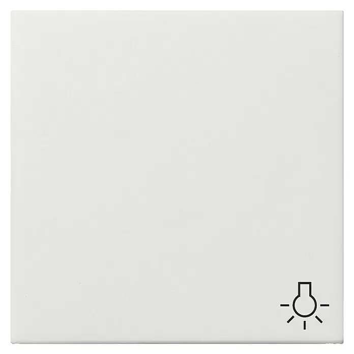 Gira Flächenschalter Universalwippe 285112 - Mit Symbol Licht, Reinweiß glänzend, Kunststoff - Weißer quadratischer Lichtschalter mit Glühbirnen-Symbol.