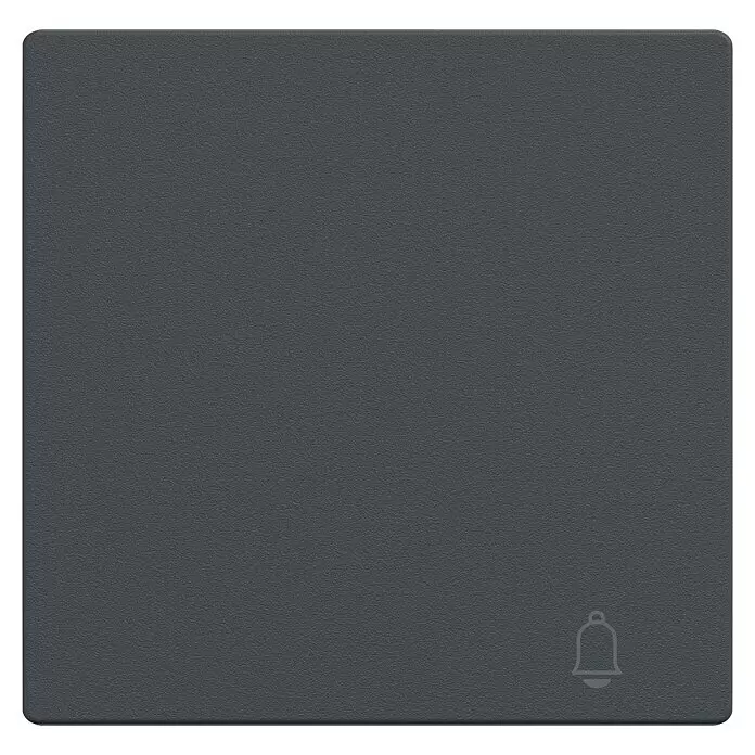 Merten System M Universalwippe MEG3305-0414 - Mit Symbol Klingel, Anthrazit matt, Kunststoff - Dunkelgraues, texturiertes Smart-Panel mit abgerundeten Ecken und einem dezenten Glockensymbol unten rechts.