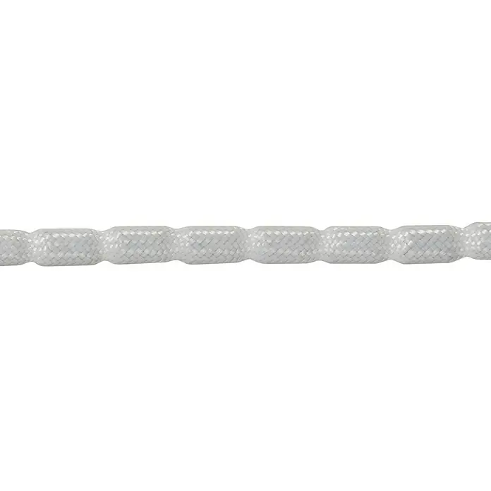Expo Ambiente Bleiband - Durchmesser: 4 mm, 5 m, Weiß - Nahaufnahme einer weißen, strukturierten Schnur, die durch ihre einzigartige Webart und das dezente Muster besticht.