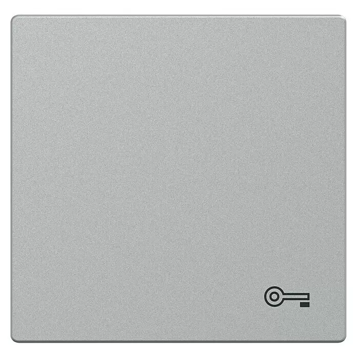 Merten System M Universalwippe MEG3303-0460 - Mit Symbol Schlüssel, Aluminium matt, Kunststoff - Hellgrauer, strukturierter quadratischer Schalter mit abgerundeten Ecken und Schlüsselsymbol.