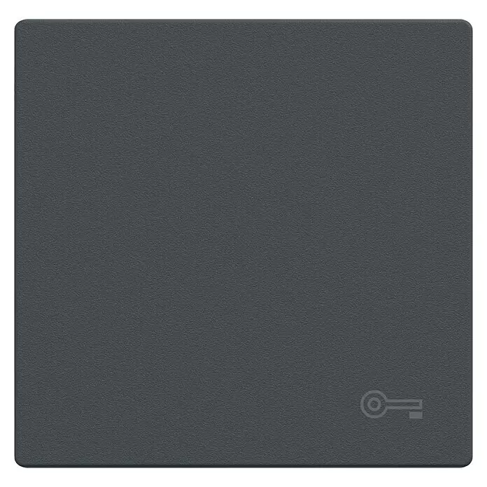 Merten System M Universalwippe MEG3303-0414 - Mit Symbol Schlüssel, Anthrazit matt, Kunststoff - Dunkelgraue quadratische, texturierte Matte mit abgerundeten Ecken und subtilem Schlüsselsymbol.