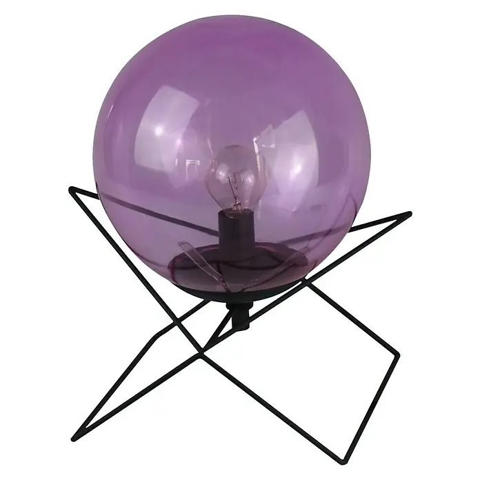Tween Light Tischleuchte rund Via - 40 W, Ø x H: 200 mm x 27,5 cm, Rosa, E14 - Diese Tischleuchte verfügt über eine violette Glaskugel und einen modernen, geometrischen Metallfuß. Ein echter Hingucker für jedes Zimmer.