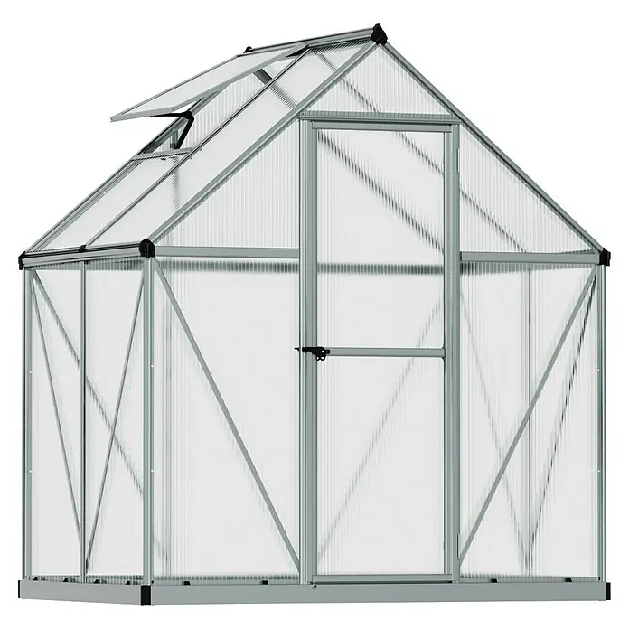 Palram – Canopia Invernadero Mythos - Medidas ext. (An x Pr): 185 x 126 cm, 4 mm, Plateado - Invernadero con paneles de policarbonato y estructura de aluminio para el jardín. Ideal para cultivar plantas y verduras.