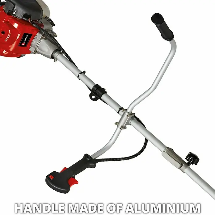 Einhell Desbrozadora de gasolina GC-BC 36-4S - 1 kW, 37,7 cm³, Ancho de corte hilo: 42 cm, Ancho de corte cuchilla: 25 cm - Las manijas de aluminio del cortacésped son ligeras y robustas para un trabajo cómodo.