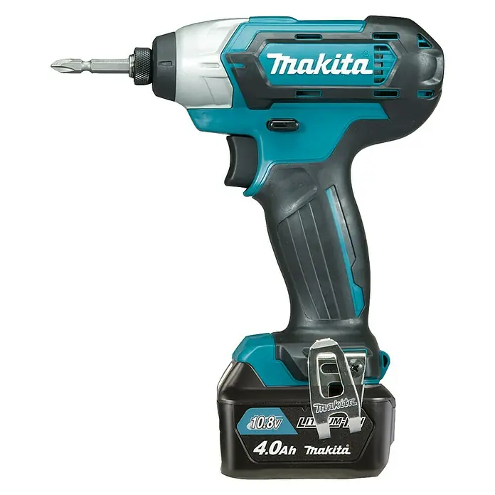 Makita Llave de impacto de batería TD110DSMJ - 10,8 V, 2 baterías, 4 Ah - Atornillador de impacto inalámbrico Makita con batería de 10.8V e inserto de broca para atornillar.