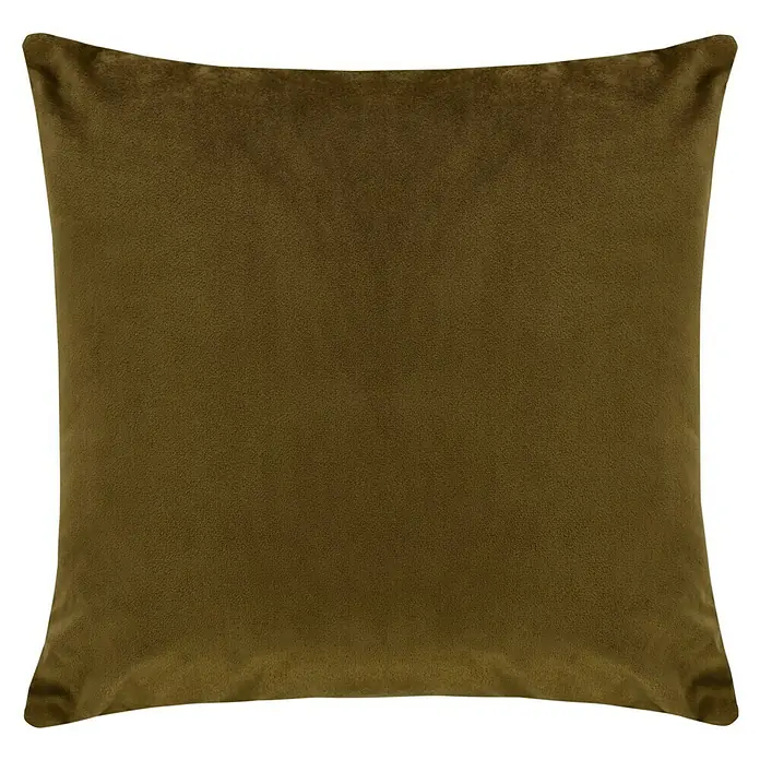 Kissen Finja - Military Olive, 45 x 45 cm, 100 % Polyester - Quadratisches, ockerfarbenes Samtkissen mit weicher Textur und eleganter Ausstrahlung, ideal für Sofa oder Bett. Edles Wohnaccessoire für gemütliche Stunden.