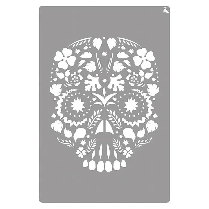 La Pajarita Plantilla decorativa Stencil Skull - Craneal, 20 x 30 cm, Plástico - Calavera de azúcar festiva: Esténcil decorativo para el Día de Muertos.