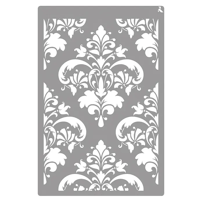 La Pajarita Plantilla decorativa Stencil Damasco - Elementos decorativos, 20 x 30 cm, Plástico - Elegante plantilla de damasco para paredes, textiles y muebles. Versátil para proyectos creativos de bricolaje y decoraciones vintage.