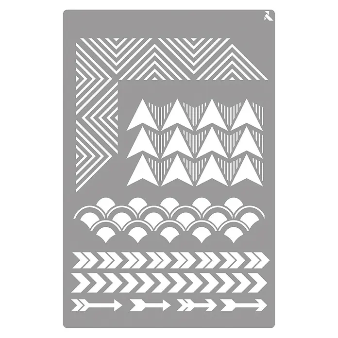 La Pajarita Plantilla decorativa Stencil Geometric - Figuras geométricas, 20 x 30 cm, Plástico - Plantilla con patrones geométricos para proyectos creativos como pintar, decorar y hacer manualidades que permite un diseño único.