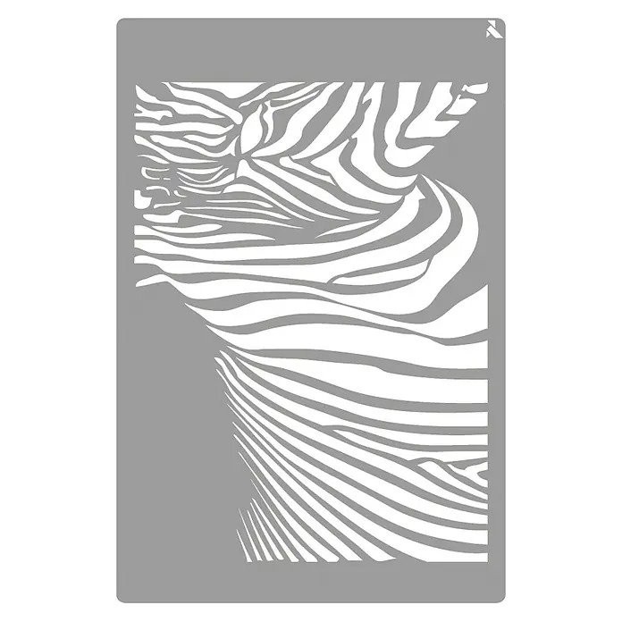 La Pajarita Plantilla decorativa Stencil Zebra - Zebra, 20 x 30 cm, Plástico - Diseño abstracto de plantilla con rayas de cebra con líneas repetidas para proyectos creativos, ideal para manualidades y decoración.