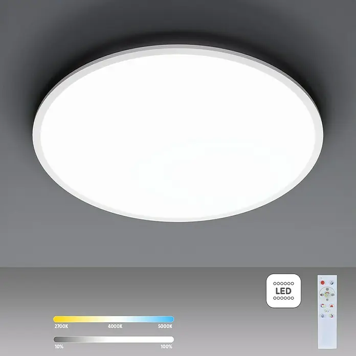 Tween Light Panel LED redondo RC-CCT-DIM - 58 W, Ø x Al: 100 x 5 cm, Blanco, Multicolor - Lámpara de techo con tecnología LED y control remoto para un fácil ajuste de brillo y temperatura de color en la habitación.