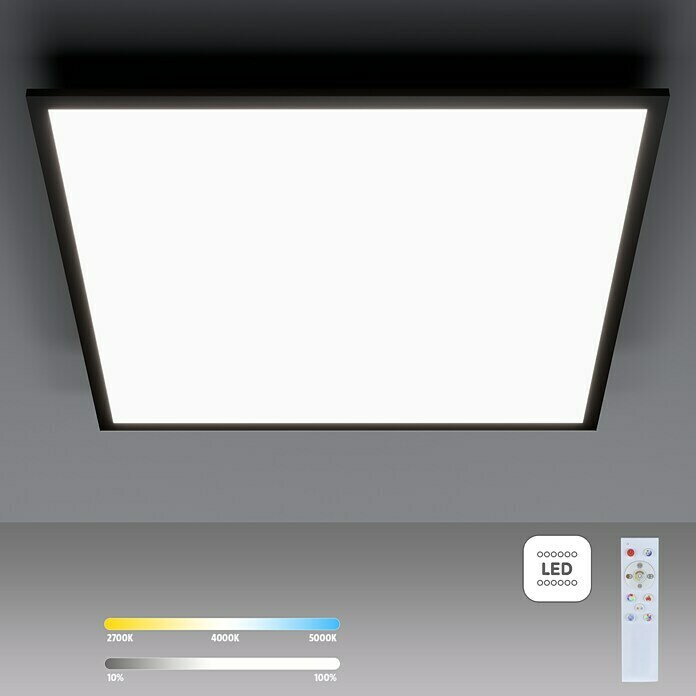 Trio Leuchten LED-Deckenleuchte Sorrento (24 W, L x B x H: 52,5 x 52,5 x 16  mm, Schwarz matt, Warmweiß) | BAUHAUS