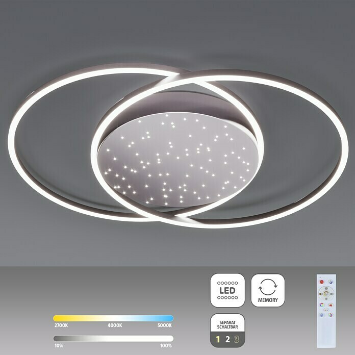 Paul Neuhaus LED-Deckenleuchte YUKI (48 W, L x B x H: 66,8 x 50 x 5 cm,  Stahl, Mehrfarbig)