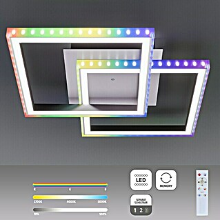 Just Light Felix LED-Deckenleuchte (30 W, L x B x H: 44,5 x 44,5 x 6,4 cm, Stahl, RGBW)