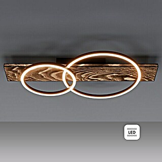 Eglo Boyal LED-Deckenleuchte (24 W, 78 x 40 x 9 cm, Schwarz/Holz rustikal, Warmweiß, Anzahl Leuchtmittel: 2 Stk.)