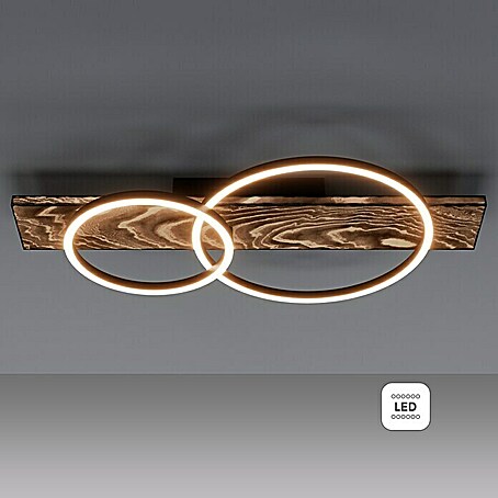Eglo Boyal LED-Deckenleuchte (24 W, 78 x 40 x 9 cm, Schwarz/Holz rustikal, Warmweiß, Anzahl Leuchtmittel: 2 Stk.)
