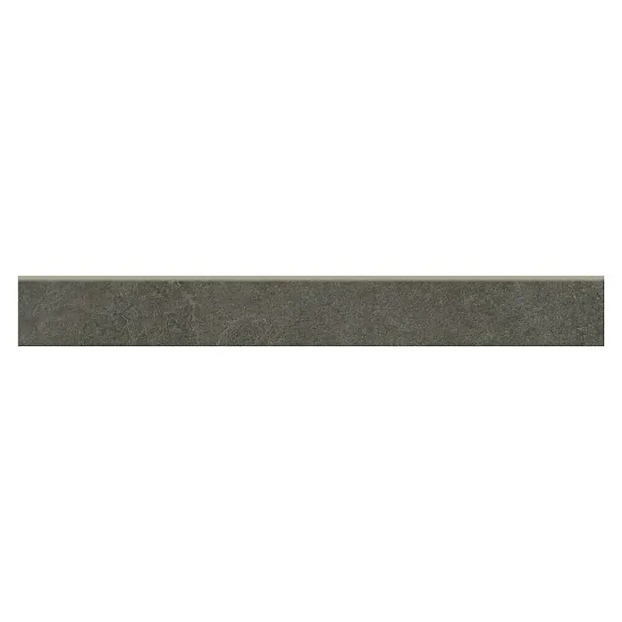 Sockelfliese Ardezia - 7,2 x 59,8 cm, Graphite, Matt - Nahaufnahme einer dunkelgrauen Steinfliese mit einer leicht strukturierten Oberfläche, ideal für moderne Innenräume.