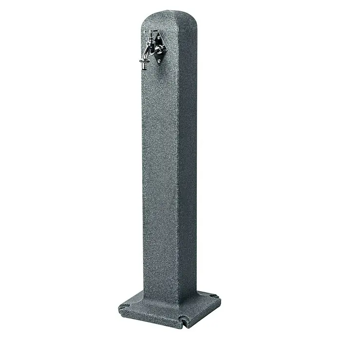 Arves Wasserzapfstelle Poller - Darkgranite, Höhe: 90 cm, Ausstattung: Wasserhahn - Ein grauer Wasseranschluss mit einem verchromten Wasserhahn. Perfekt für Gärten und Außenbereiche, um Wasser einfach zu entnehmen.