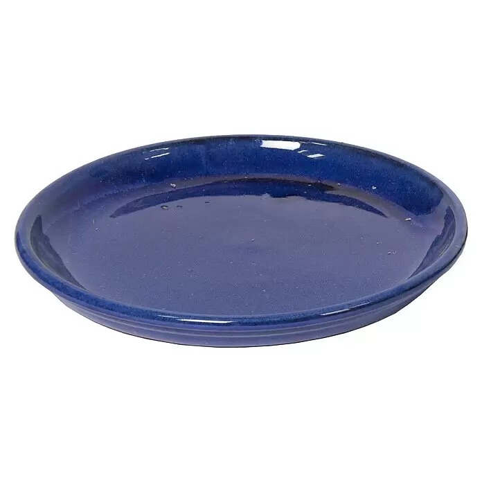 Mega Collections Blumentopf-Untersetzer - Außenmaß (Ø x H): 20 x 2,5 cm, Blue - Dunkelblaue glasierte Keramikplatte.