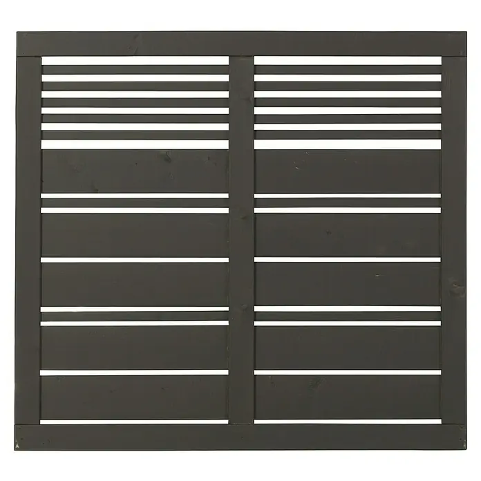 Plus Sichtschutzelement Silence - 120 x 110 cm, Holz, Umbragrau RAL 7022 - Schwarzes Holzzaunelement mit Lattenstruktur für den Außenbereich. Ideal für Garten und Privatsphäre.