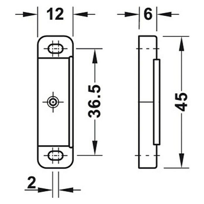 Häfele MagnetverschlussHaftkraft: 5 kg, L x B x H: 15 x 13,5 x 45,5 mm, Braun Front View