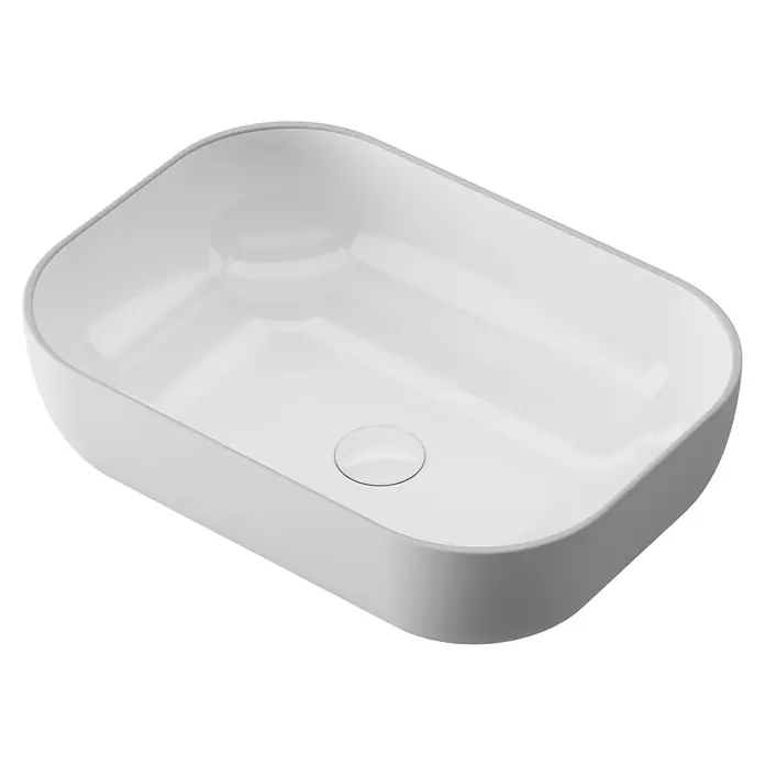 Lavabo de sobremesa Stadium Bicolor - 33 x 45,41 cm, Gris/Blanco - Elegante lavabo sobre encimera rectangular en blanco. El diseño moderno con esquinas redondeadas es ideal para baños con estilo.