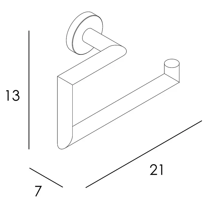 Tauro Baño Steel Toallero de anilla - Ancho: 21 cm, Oro - Representación gráfica de un portarrollos de papel higiénico con dimensiones 13 x 21 x 7, ideal para baños modernos.