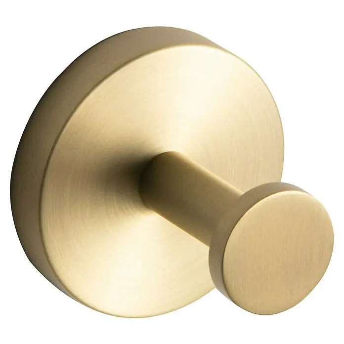 Tauro Baño Steel Colgador de baño - Oro - Primer plano de un perchero redondo dorado con un diseño minimalista.