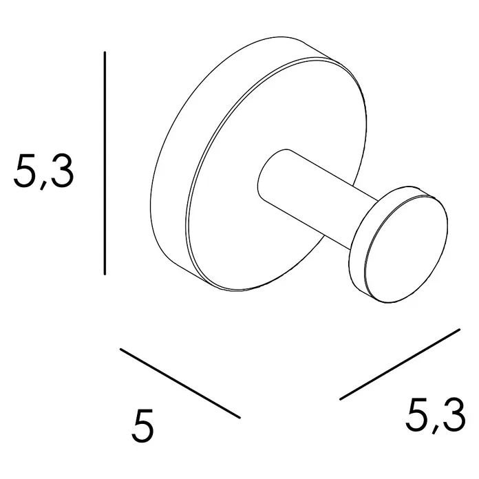 Tauro Baño Steel Colgador de baño - Oro - Ilustración de un gancho de pared con dimensiones de 5,3 x 5,3 x 5 cm.