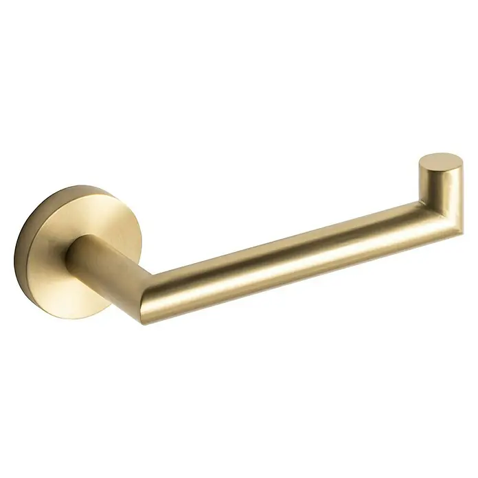 Tauro Baño Steel Portarollos de papel higiénico - Sin tapa, Oro - Portarrollos de papel higiénico dorado de pared con base redonda y soporte en ángulo para sujetar el papel.