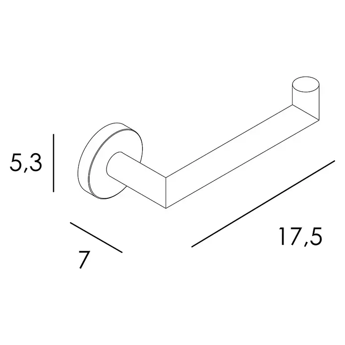 Tauro Baño Steel Portarollos de papel higiénico - Sin tapa, Oro - Un dibujo lineal de un toallero con dimensiones visibles, perfecto para cualquier baño.