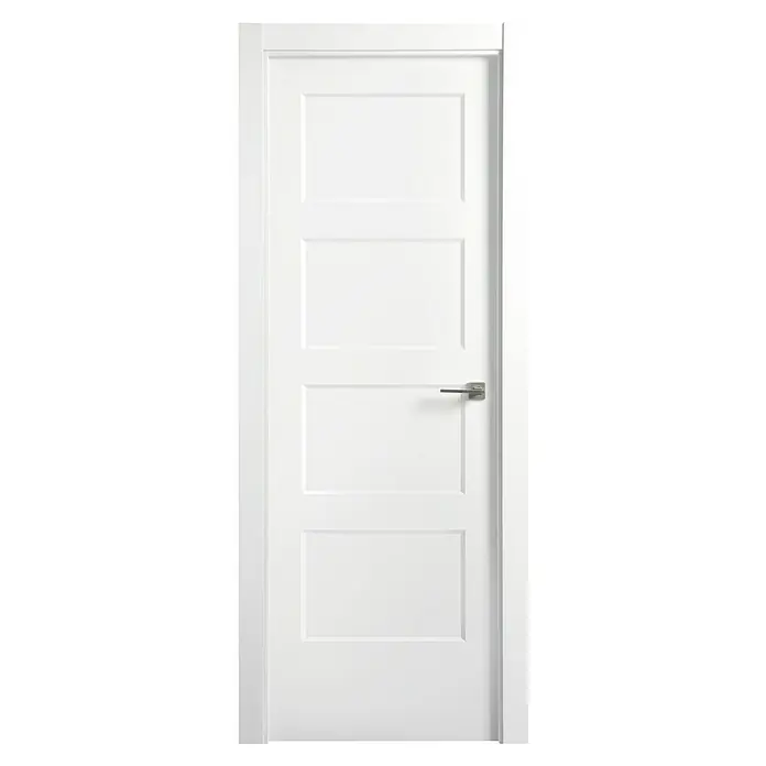 Solid Elements Puerta interior Bonn - 72,5 x 203 cm, Izquierda, Blanco, Maciza - Elegante puerta interior blanca con cuatro paneles y manija moderna, que ofrece un aspecto elegante para cualquier habitación y perfecta para un hogar contemporáneo.