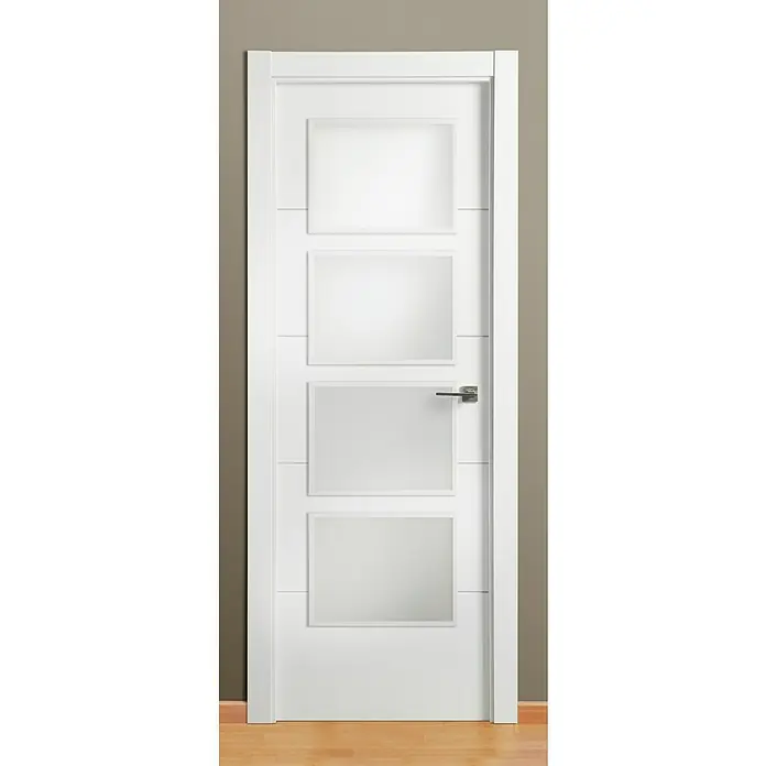 Solid Elements Puerta acristalada Mannheim - 72,5 x 203 cm, Izquierda, Blanco - Una puerta blanca moderna con paneles de vidrio rectangulares y un tirador elegante, ideal para un interiorismo con estilo.