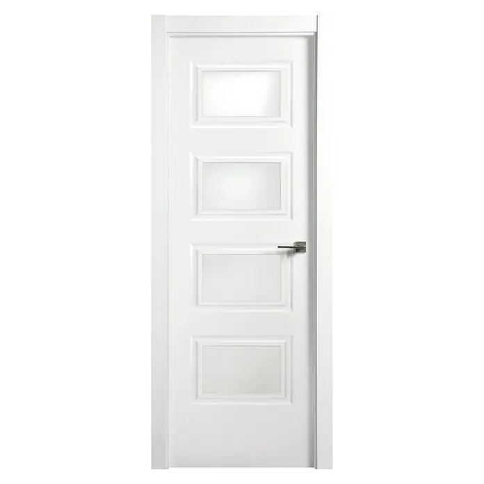 Solid Elements Puerta acristalada Bonn - 72,5 x 203 cm, Izquierda, Blanco - Elegante puerta interior blanca con cuatro paneles rectangulares y un tirador moderno, añadiendo estilo a cualquier habitación.