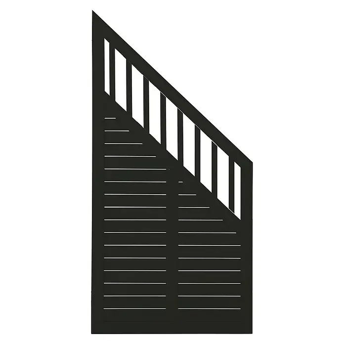 Plus Sichtschutzelement Nostalgi - 90 x 95/180 cm, Schwarz RAL 9005 - Schwarzes Gartentor mit horizontalen Lamellen und vertikalen Stäben, ideal zur stilvollen Abgrenzung und zum Schutz des Gartens.