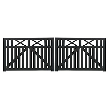 Plus Zauntor Vinesse (300 x 98 cm, Schwarz RAL 9005, Holz)
