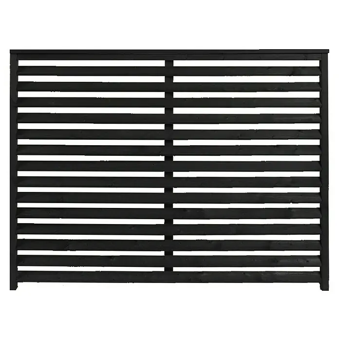 Plus Sichtschutzelement Koyto - 160 x 120 cm, Holz, Schwarz - Schwarzer Holzzaun mit horizontalen Lamellen für Privatsphäre und Windschutz im Garten oder auf der Terrasse.