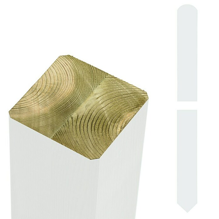 Plus Zaunpfosten spitz/gerundet (Höhe: 158 cm, 7 x 7 cm, Weiß, Holz) | BAUHAUS
