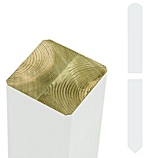 Plus Zaunpfosten spitz/gerundet (Höhe: 158 cm, 9 x 9 cm, Weiß, Holz)