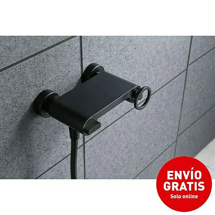 Imex Olimpo Grifo de ducha - Negro - Grifo de ducha negro con control termostático y diseño minimalista para baños modernos.\n