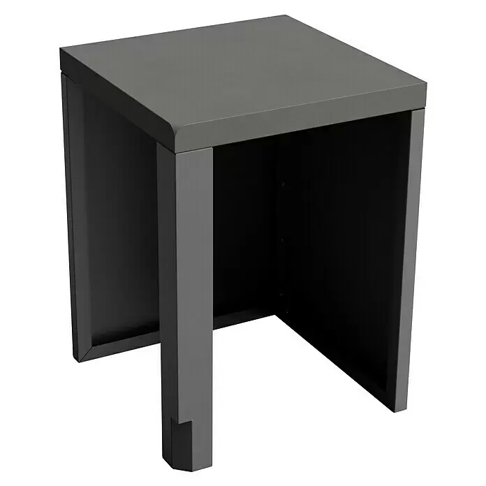 Tuozi Kitaway Outdoorküchen-Modul Ecke - Schwarz, B x T x H: 94 x 63 x 115 cm - Dunkelgrauer kubischer Hocker mit offenem Fach, als Beistelltisch oder Sitzgelegenheit nutzbar.