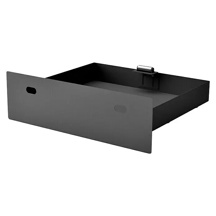 Tuozi Kitaway Schublade - Schwarz, Passend für: Tuozi Kitaway Grills & Grillküchen Module - Dunkelgraue Metallschublade, teilweise geöffnet, mit internem Verriegelungsmechanismus.
